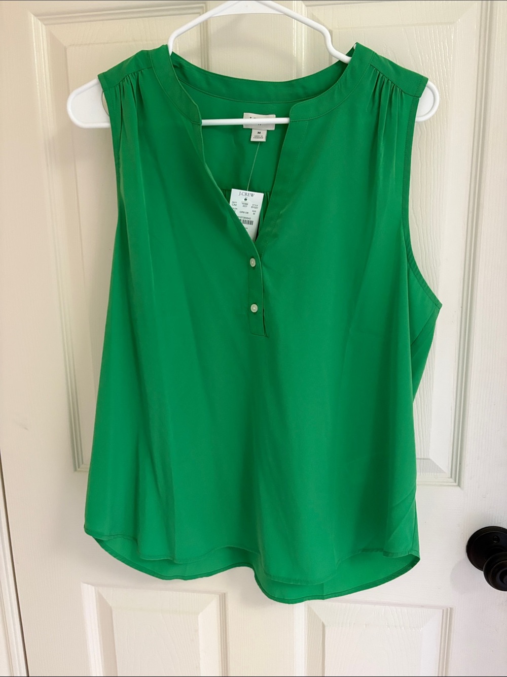 J. Crew Sleeveless V-Neck Shell Top — Emerald Green